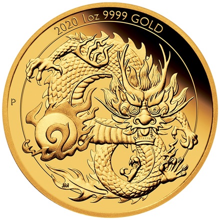 Gold Drache Chinesische Fabelwesen 1 oz PP - 2020