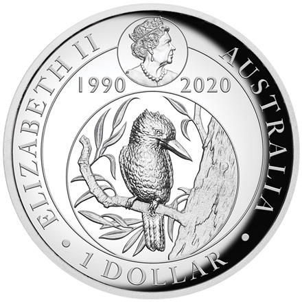 Silber Kookaburra 1 oz PP - 30 Jahre - High Relief