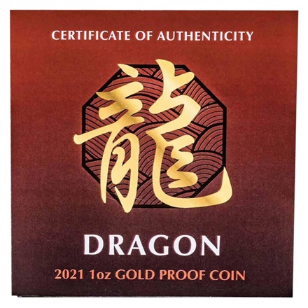 Gold Drache Chinesische Fabelwesen 1 oz PP - 2021